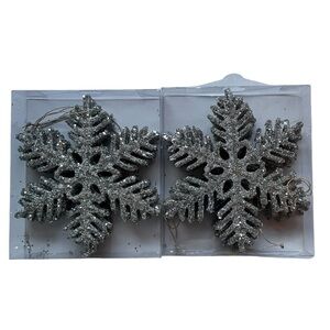 Silver Glitter Decorative Hanging Snowflakes (2 sets of 4)